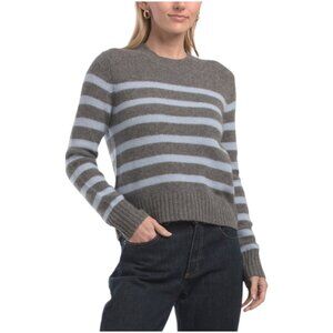 WHITE + WARREN Cashmere Striped Crew Neck Sweater